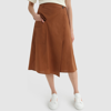 Woolrich Poplin A-line Midi Skirt In Rusty Brown