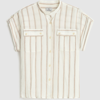 Woolrich Fluid Stripe Shirt Tunic Bianco-beige Linen Woman In White Stripe