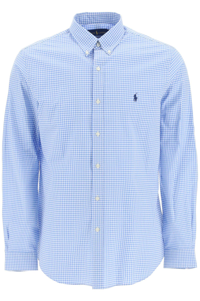 Polo Ralph Lauren Cotton Micro-houndstooth Shirt In Blue,white