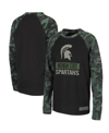 Colosseum Black/camo Michigan State Spartans Oht Military Appreciation Big & Tall Raglan Long Sleeve In Black/camo
