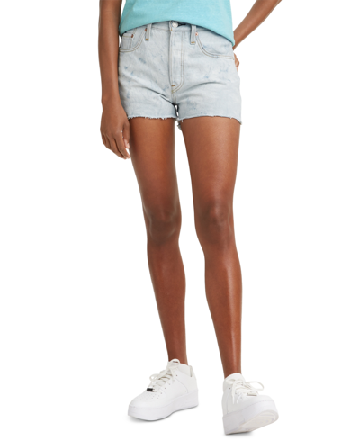 Levi's Women's 501 Button Fly Cotton High-rise Denim Shorts In Whiteboard