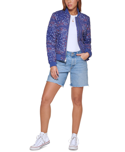 Levi's Diamond Quilted Bomber Jacket In Blue Print