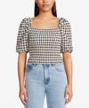BB DAKOTA BY STEVE MADDEN BB DAKOTA BY STEVE MADDEN KEYS TO THE GINGHAM SMOCKED TOP