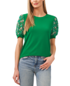 Cece Embroidered Puff Sleeve Top In Lush Green