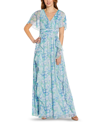 ADRIANNA PAPELL FLORAL-PRINT CHIFFON GOWN