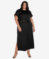 BAR III NICOLE WILLIAMS ENGLISH PLUS SIZE SATIN SKIRT, CREATED FOR MACY'S