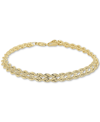 Italian Gold Double Row Twisted Heart Link Bracelet In 14k Gold In Gold