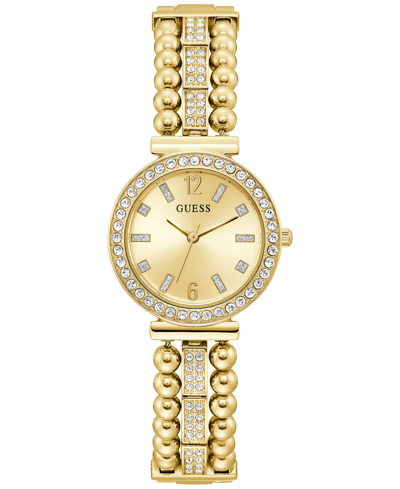 Guess Women's Crystal Beaded Gold-tone Stainless Steel Bracelet Watch 30mm
