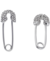 Karl Lagerfeld Silver-tone Pave Safety Pin Drop Earrings In Crystal