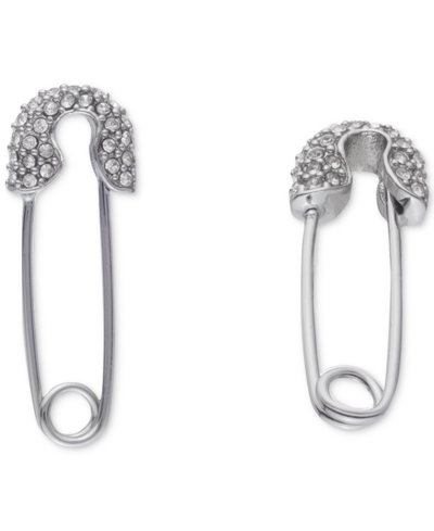 Karl Lagerfeld Silver-tone Pave Safety Pin Drop Earrings