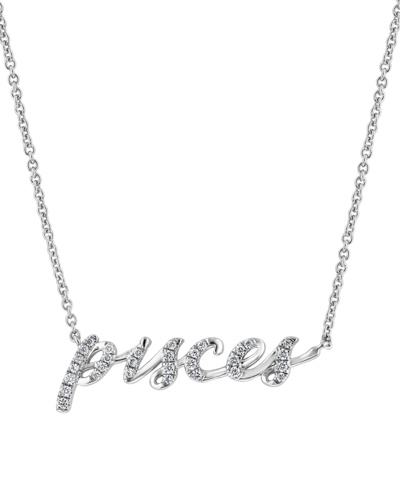 Effy Collection Effy Diamond Zodiac Pisces 18" Pendant Necklace (1/10 Ct. T.w.) In Sterling Silver