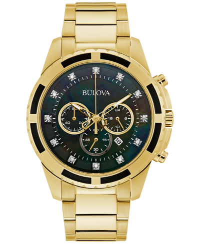 Bulova Men's Chronograph Diamond (1/20 Ct. T.w.) Gold-tone Stainless Steel Bracelet Watch 44mm Women's Shoe