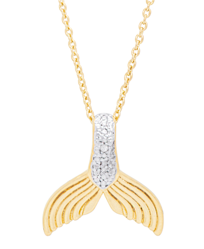 Macy's Diamond Accent Mermaid Tail Pendant 18" Necklace In 14k Gold Plate