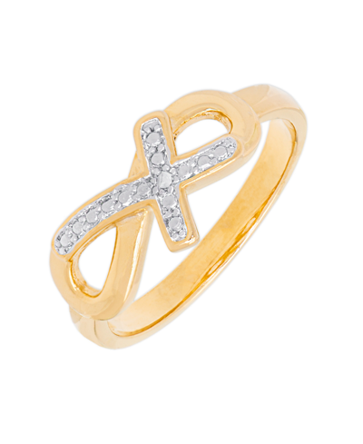 Macy's Diamond Accent Cross And Infinity Ring In 14k Gold Plate In Gold-plated