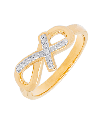 Macy's Diamond Accent Cross And Infinity Ring In 14k Gold Plate