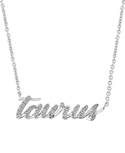 Effy Collection Effy Diamond Zodiac Taurus 18" Pendant Necklace (1/8 Ct. T.w.) In Sterling Silver