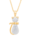 MACY'S DIAMOND ACCENT CAT PENDANT 18" NECKLACE IN 14K GOLD PLATE