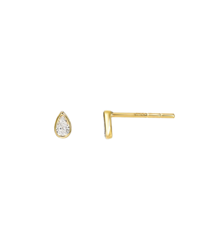 Zoe Lev Pear Bezel 14k Gold Diamond Stud Earrings