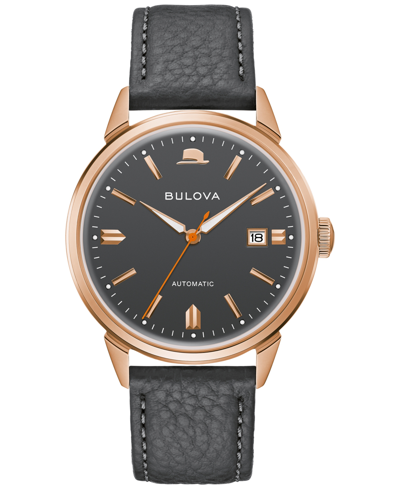 Bulova Men's Frank Sinatra Summer Wind Automatic Gray Leather Strap Watch 40mm