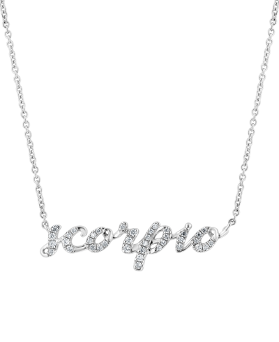 Effy Collection Effy Diamond Zodiac Scorpio 18" Pendant Necklace (1/8 Ct. T.w.) In Sterling Silver