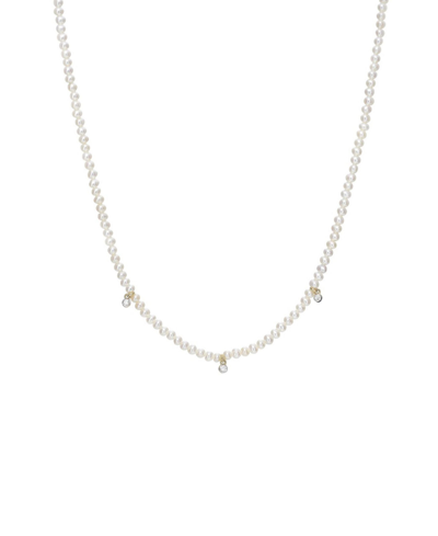 Zoe Lev Cultured Pearl Beaded With Diamond Bezel Necklace In Gold