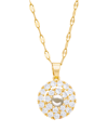 Macy's Simulated Gemstone And Cubic Zirconia Spinner Pendant 18" Birthstone Necklace In 14k Gold Plate In June/simulated Pearl