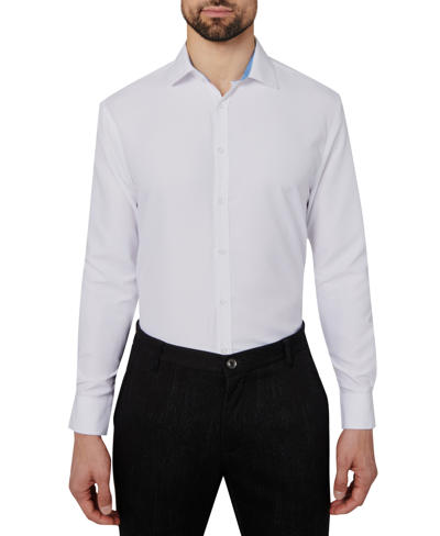 Calabrum Men's Regular Fit Solid Wrinkle Free Performance Dress Shirt In White