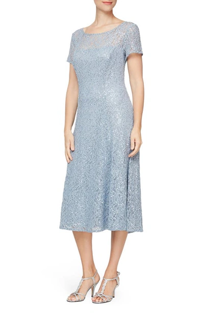 Sl Fashions Tea Length Sequin Lace Dress In Hyd