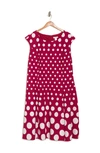 London Times Polka Dot Fit & Flare Dress In Red/ Wht