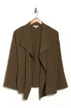 Max Studio Draped Open Front Twill Jacket In Army
