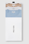 Reiss Neutral Bless 3 Pack Three Pack Of Crew Neck T-shirts In White/soft Blue/stone