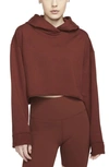 Nike Yoga Luxe Women's Cropped Fleece Hoodie In Oxen Brown,iron Grey