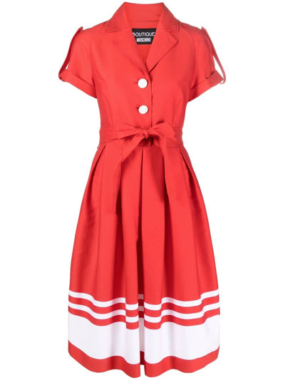 Boutique Moschino Stripe-trim Tea Dress In Red