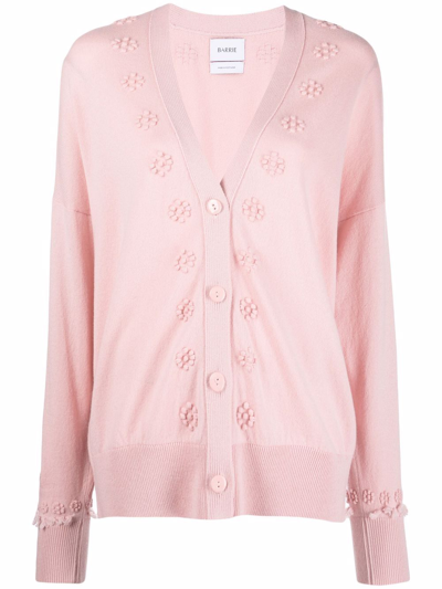 Barrie Embroidered Cashmere Cardigan In Pink