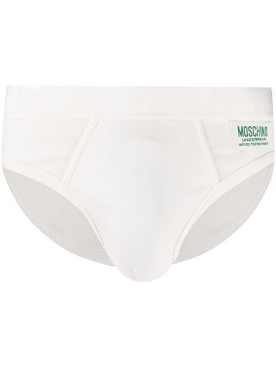 Moschino Logo-patch Cotton Briefs In White