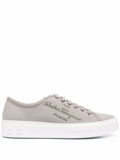 Ferragamo Mediterr Low-top Sneakers In Grey