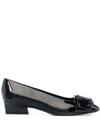 Ferragamo Buckle-detail Ballerina Pumps In Black