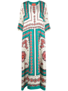 La Doublej Muumuu Floral-print Silk-twill Maxi Dress In Daisy Placee Turq