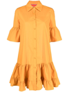 La Doublej Choux Tiered Shirt Dress In Marigold