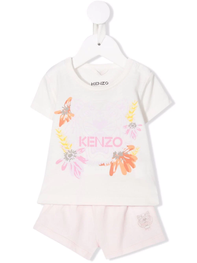 Kenzo Babies' Floral-print Organic Cotton Set In White