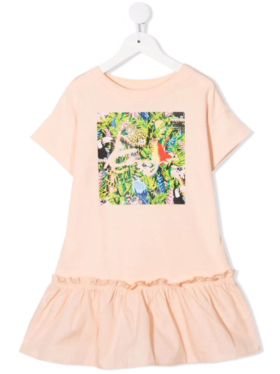 Kenzo Kids' Rainforest-print T-shirt Dress In Pink