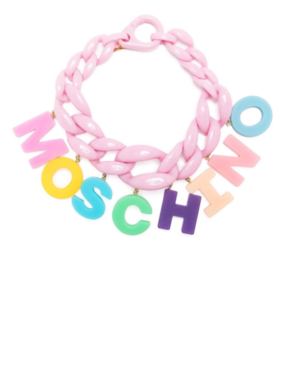 MOSCHINO CHUNKY-CHAIN LOGO-LETTERING NECKLACE 