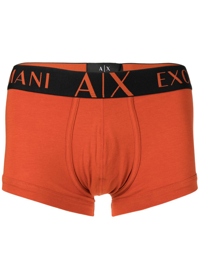 Armani Exchange Logo-waistband Boxer Briefs In Orange