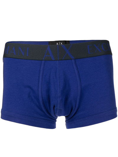 Armani Exchange Logo-waistband Boxer Briefs In Blue