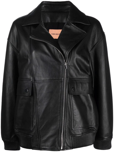 Yves Salomon Zip-up Leather Jacket In Black