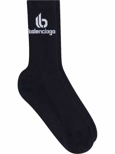 Balenciaga Double B Mid-calf Socks In Black