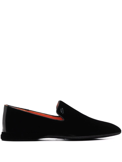 Santoni Gaston Slip On Loafer In Black