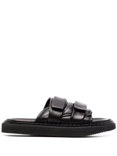 Officine Creative Touch-strap Leather Slides In Black