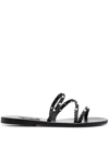 Ancient Greek Sandals Ekaterini Faux Pearl-embellished Leather Sandals In Black