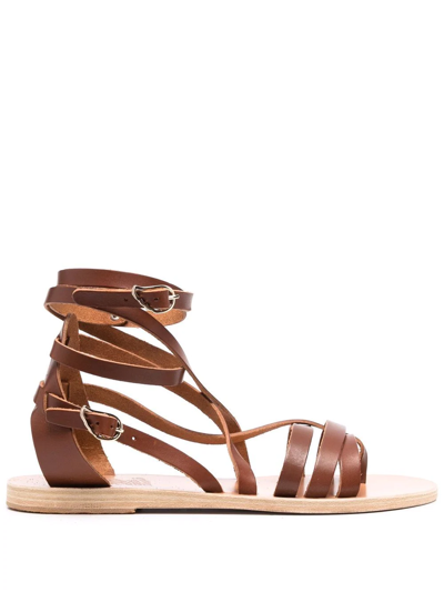 Ancient Greek Sandals Satira 罗马战士皮质凉鞋 In Brown